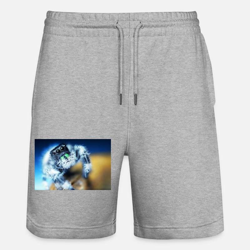 Springspinne, Phidippus regius,jumping spider - Stanley/Stella Unisex Bio Joggingshorts Trainer  - Grau meliert
