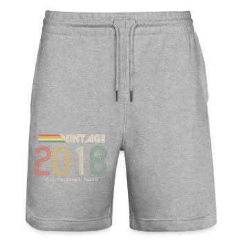 Episch und legendär, geboren 2018: 6. Geburtstag - Stanley/Stella Unisex Bio Joggingshorts Trainer  - Grau meliert - Vorne - Nik (191cm) & Marisol (170cm)