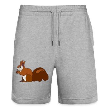 Squirrel with nut - Stanley/Stella Trainer Unisex Organic Jogging Shorts - heather grey - Front - Nik (191cm) & Marisol (170cm)
