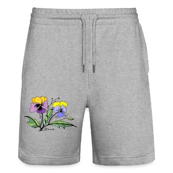 Fleur - Short de jogging bio TRAINER Stanley/Stella unisexe - gris chiné - Devant - Nik (191cm) & Marisol (170cm)