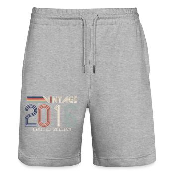 Vintage 2016 Cadeau Anniversaire - Millésime 2016 - Short de jogging bio TRAINER Stanley/Stella unisexe - gris chiné - Devant - Nik (191cm) & Marisol (170cm)
