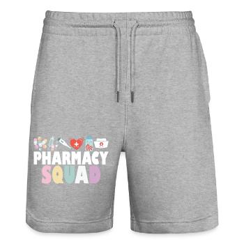 Pharmacy Squad Pharmacist Life Pharmacology - Stanley/Stella Trainer Unisex Organic Jogging Shorts - heather grey - Front - Nik (191cm) & Marisol (170cm)