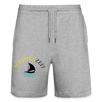 boot sommer - Stanley/Stella Unisex Bio Joggingshorts Trainer  - Grau meliert - Vorne - Nik (191cm) & Marisol (170cm)