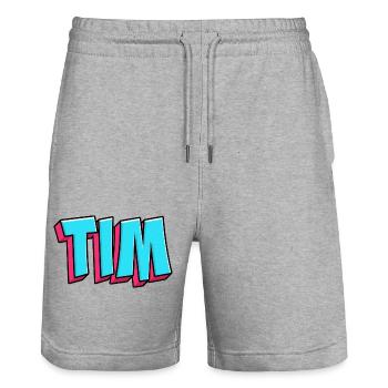 Name Image: Tim - Stanley/Stella Trainer Unisex Organic Jogging Shorts - heather grey - Front - Nik (191cm) & Marisol (170cm)