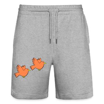 bird colors 2 - Stanley/Stella Unisex Bio Joggingshorts Trainer  - Grau meliert - Vorne - Nik (191cm) & Marisol (170cm)