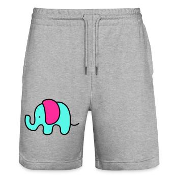 Baby Elephant - Stanley/Stella Trainer Unisex Organic Jogging Shorts - heather grey - Front - Nik (191cm) & Marisol (170cm)