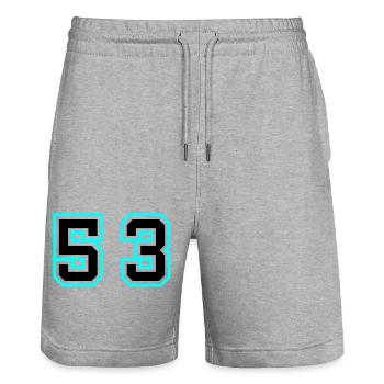 53 Number Symbol - Stanley/Stella Trainer Unisex Organic Jogging Shorts - heather grey - Front - Nik (191cm) & Marisol (170cm)