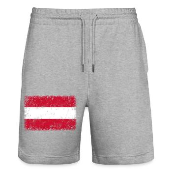 Flag of Austria - Stanley/Stella Trainer Unisex Organic Jogging Shorts - heather grey - Front - Nik (191cm) & Marisol (170cm)