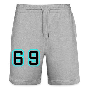 69 Symbole numérique - Short de jogging bio TRAINER Stanley/Stella unisexe - gris chiné - Devant - Nik (191cm) & Marisol (170cm)