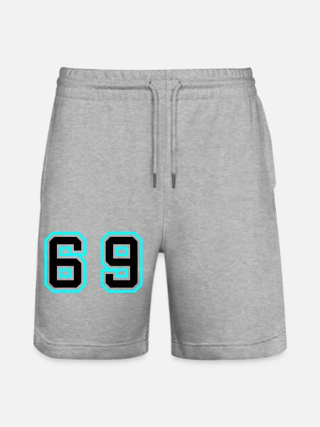69 Zahl Symbol - Stanley/Stella Unisex Bio Joggingshorts Trainer - Grau meliert