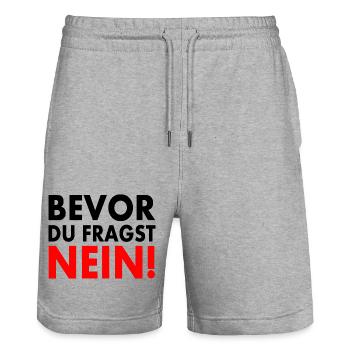 Bevor du fragst nein - Stanley/Stella Unisex Bio Joggingshorts Trainer  - Grau meliert - Vorne - Nik (191cm) & Marisol (170cm)
