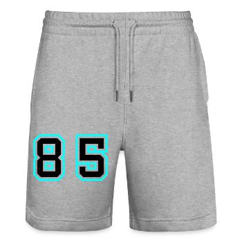 85 Symbole numérique - Short de jogging bio TRAINER Stanley/Stella unisexe - gris chiné - Devant - Nik (191cm) & Marisol (170cm)