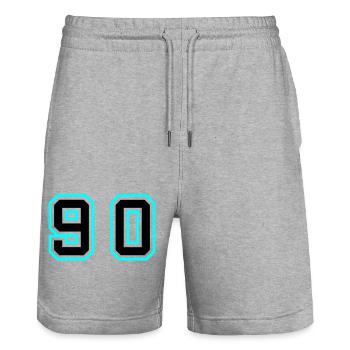 90 Number Symbol - Stanley/Stella Trainer Unisex Organic Jogging Shorts - heather grey - Front - Nik (191cm) & Marisol (170cm)