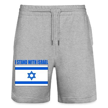 I stand with israel - Short de jogging bio TRAINER Stanley/Stella unisexe - gris chiné - Devant - Nik (191cm) & Marisol (170cm)