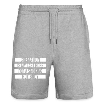 La crémation est mon dernier espoir pour un corps chaud et fumant - Short de jogging bio TRAINER Stanley/Stella unisexe - gris chiné - Devant - Nik (191cm) & Marisol (170cm)