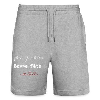 Papa Ich liebe dich Alles Gute zum Vatertag Geschenkparty - Stanley/Stella Unisex Bio Joggingshorts Trainer  - Grau meliert - Vorne - Nik (191cm) & Marisol (170cm)