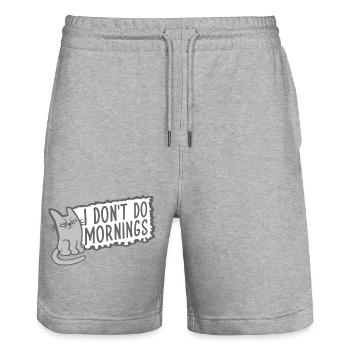 I Don't Do Mornings Morning People Cat Pet Funny - Stanley/Stella Trainer Unisex Organic Jogging Shorts - heather grey - Front - Nik (191cm) & Marisol (170cm)