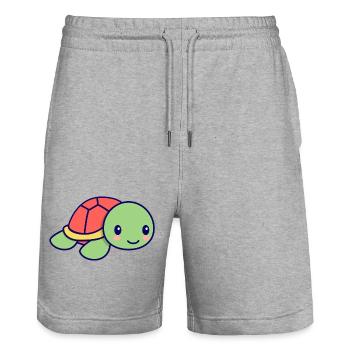 Turtle - Stanley/Stella Trainer Unisex Organic Jogging Shorts - heather grey - Front - Nik (191cm) & Marisol (170cm)