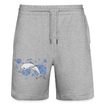 Delfin - Stanley/Stella Unisex Bio Joggingshorts Trainer  - Grau meliert - Vorne - Nik (191cm) & Marisol (170cm)