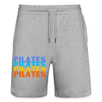 Pilates - Stanley/Stella Trainer Unisex Organic Jogging Shorts - heather grey - Front - Nik (191cm) & Marisol (170cm)