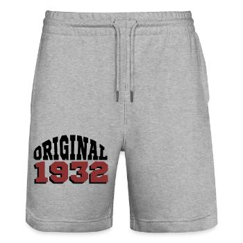 Original 1932 - Stanley/Stella Trainer Unisex Organic Jogging Shorts - heather grey - Front - Nik (191cm) & Marisol (170cm)