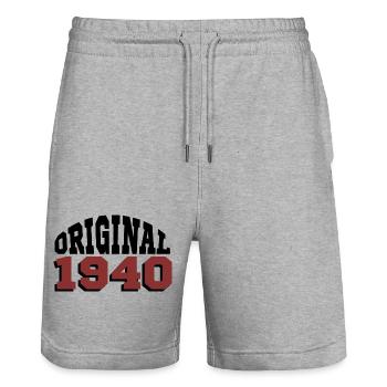 Original 1940 - Stanley/Stella Trainer Unisex Organic Jogging Shorts - heather grey - Front - Nik (191cm) & Marisol (170cm)