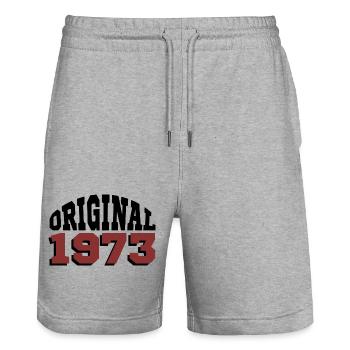 Original 1973 - Stanley/Stella Trainer Unisex Organic Jogging Shorts - heather grey - Front - Nik (191cm) & Marisol (170cm)