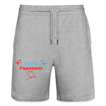 Super Papounet - Short de jogging bio TRAINER Stanley/Stella unisexe - gris chiné - Devant - Nik (191cm) & Marisol (170cm)