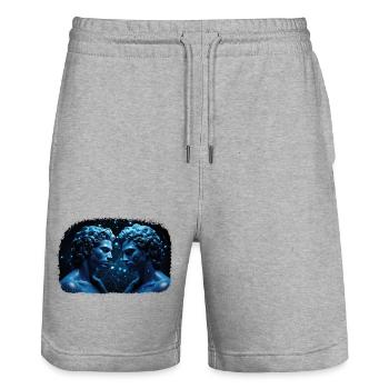 Sternzeichen Zwilling M - Stanley/Stella Unisex Bio Joggingshorts Trainer  - Grau meliert - Vorne - Nik (191cm) & Marisol (170cm)