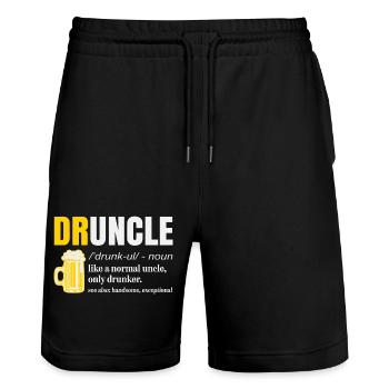 Druncle Like A Normal Uncle Only Drunker Beer - Short de jogging bio TRAINER Stanley/Stella unisexe - noir - Devant - Nik (191cm) & Marisol (170cm)