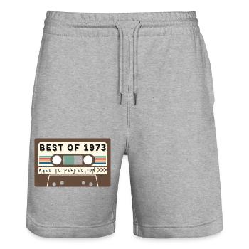 Best of 1973 - Stanley/Stella Trainer Unisex Organic Jogging Shorts - heather grey - Front - Nik (191cm) & Marisol (170cm)
