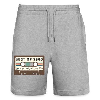 Best of 1980 - Short de jogging bio TRAINER Stanley/Stella unisexe - gris chiné - Devant - Nik (191cm) & Marisol (170cm)
