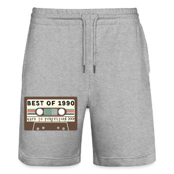 Best of 1990 - Stanley/Stella Trainer Unisex Organic Jogging Shorts - heather grey - Front - Nik (191cm) & Marisol (170cm)