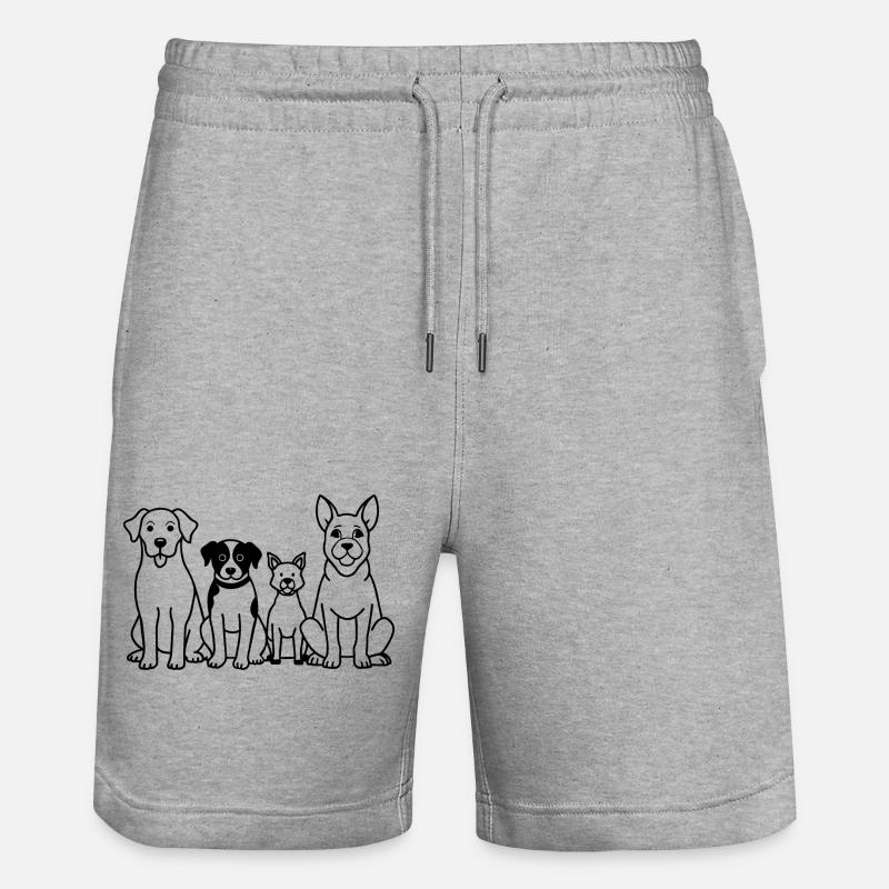 Fröhliche Hunde in der Reihe - Stanley/Stella Unisex Bio Joggingshorts Trainer  - Grau meliert