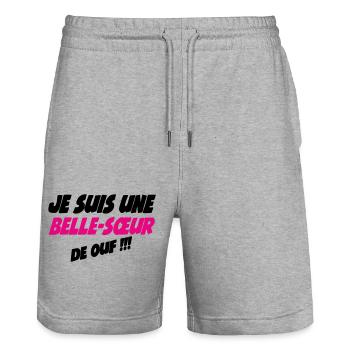 Ich bin eine verrückte Schwägerin!! - Stanley/Stella Unisex Bio Joggingshorts Trainer  - Grau meliert - Vorne - Nik (191cm) & Marisol (170cm)