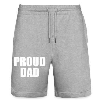 Proud dad - Short de jogging bio TRAINER Stanley/Stella unisexe - gris chiné - Devant - Nik (191cm) & Marisol (170cm)