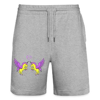 Licorne Licorne Amour - Short de jogging bio TRAINER Stanley/Stella unisexe - gris chiné - Devant - Nik (191cm) & Marisol (170cm)