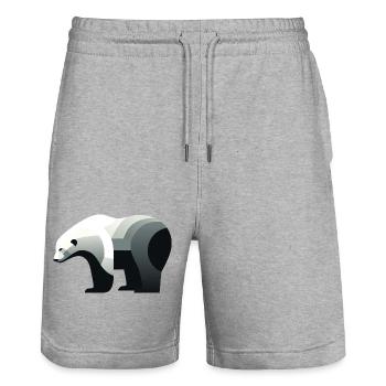 Polar bear - Stanley/Stella Trainer Unisex Organic Jogging Shorts - heather grey - Front - Nik (191cm) & Marisol (170cm)