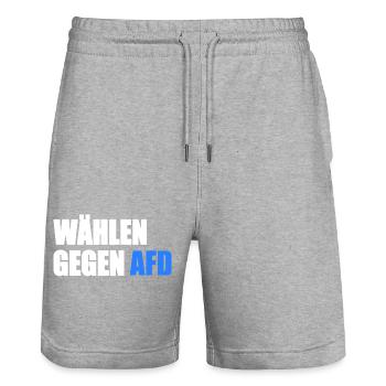Wählen gegen afd - Stanley/Stella Unisex Bio Joggingshorts Trainer  - Grau meliert - Vorne - Nik (191cm) & Marisol (170cm)