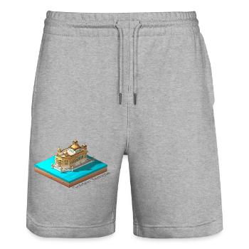 Temple d’Or géométrique low poly - Short de jogging bio TRAINER Stanley/Stella unisexe - gris chiné - Devant - Nik (191cm) & Marisol (170cm)