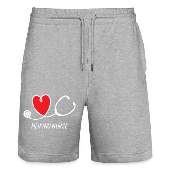 Drapeau d’infirmière des Philippines I cadeau - Short de jogging bio TRAINER Stanley/Stella unisexe - gris chiné - Devant - Nik (191cm) & Marisol (170cm)
