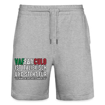 Italien Italiener Vaffanculo - Stanley/Stella Unisex Bio Joggingshorts Trainer  - Grau meliert - Vorne - Nik (191cm) & Marisol (170cm)