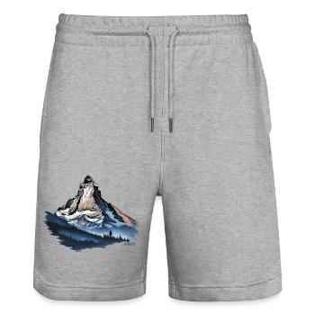 Matterhorn Schweiz - Andenken Souvenirs Geschenke - Stanley/Stella Unisex Bio Joggingshorts Trainer  - Grau meliert - Vorne - Nik (191cm) & Marisol (170cm)