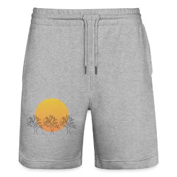 Abstrakter Sommerwald - Stanley/Stella Unisex Bio Joggingshorts Trainer  - Grau meliert - Vorne - Nik (191cm) & Marisol (170cm)