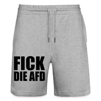 Fick die afd - Stanley/Stella Unisex Bio Joggingshorts Trainer  - Grau meliert - Vorne - Nik (191cm) & Marisol (170cm)
