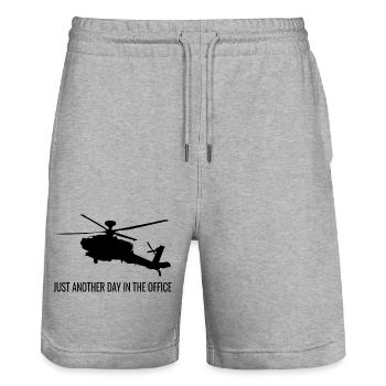 Pilot Hubschrauber Spruch - Stanley/Stella Unisex Bio Joggingshorts Trainer  - Grau meliert - Vorne - Nik (191cm) & Marisol (170cm)