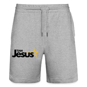 Team Jesus - Stanley/Stella Unisex Bio Joggingshorts Trainer  - Grau meliert - Vorne - Nik (191cm) & Marisol (170cm)