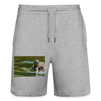 000 1170 DxO - Stanley/Stella Trainer Unisex Organic Jogging Shorts - heather grey - Front - Nik (191cm) & Marisol (170cm)