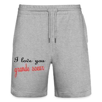 I love you BIG SISTER - Stanley/Stella Trainer Unisex Organic Jogging Shorts - heather grey - Front - Nik (191cm) & Marisol (170cm)