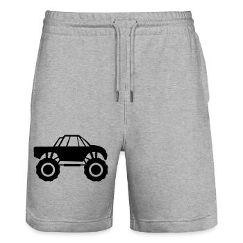 monster truck - Stanley/Stella Trainer Unisex Organic Jogging Shorts - heather grey - Front - Nik (191cm) & Marisol (170cm)